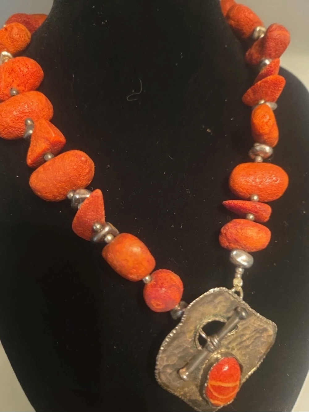 SILPADA-Sterling Silver
Hammered Red Sponge Coral
Front Toggle Necklace - Picture 2 of 8